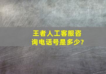 王者人工客服咨询电话号是多少?