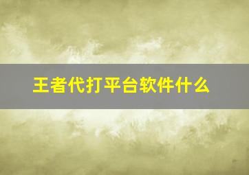 王者代打平台软件什么