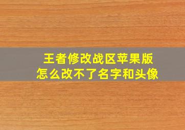 王者修改战区苹果版怎么改不了名字和头像