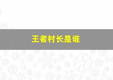 王者村长是谁