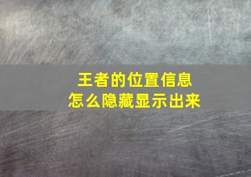 王者的位置信息怎么隐藏显示出来