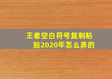 王者空白符号复制粘贴2020年怎么弄的