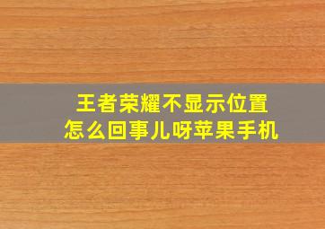 王者荣耀不显示位置怎么回事儿呀苹果手机