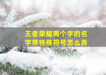 王者荣耀两个字的名字带特殊符号怎么弄