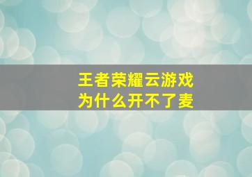 王者荣耀云游戏为什么开不了麦