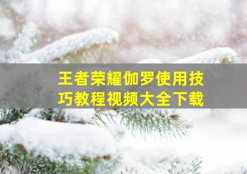 王者荣耀伽罗使用技巧教程视频大全下载