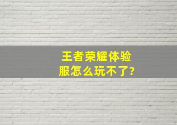 王者荣耀体验服怎么玩不了?