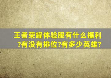 王者荣耀体验服有什么福利?有没有排位?有多少英雄?