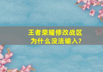 王者荣耀修改战区为什么没法输入?