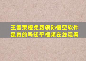 王者荣耀免费领孙悟空软件是真的吗知乎视频在线观看