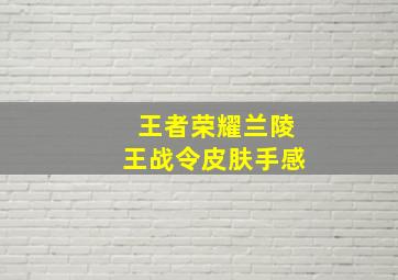 王者荣耀兰陵王战令皮肤手感