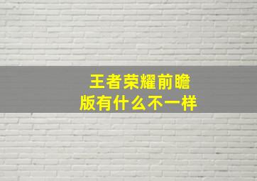 王者荣耀前瞻版有什么不一样