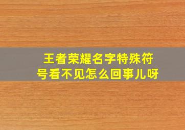 王者荣耀名字特殊符号看不见怎么回事儿呀