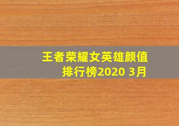 王者荣耀女英雄颜值排行榜2020 3月