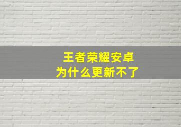 王者荣耀安卓为什么更新不了