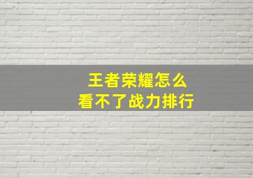 王者荣耀怎么看不了战力排行