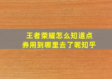 王者荣耀怎么知道点券用到哪里去了呢知乎