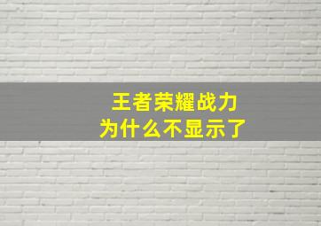 王者荣耀战力为什么不显示了