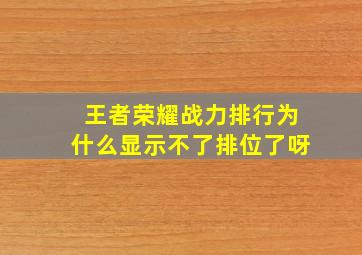 王者荣耀战力排行为什么显示不了排位了呀