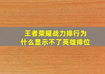 王者荣耀战力排行为什么显示不了英雄排位