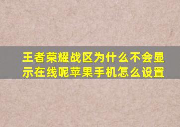 王者荣耀战区为什么不会显示在线呢苹果手机怎么设置