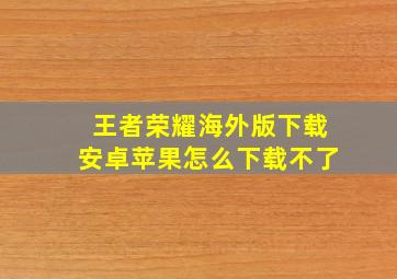 王者荣耀海外版下载安卓苹果怎么下载不了