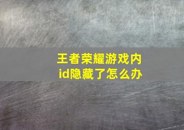 王者荣耀游戏内id隐藏了怎么办