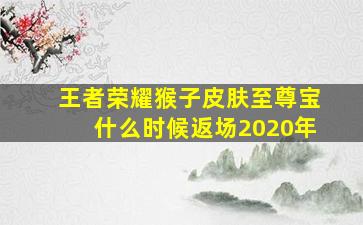 王者荣耀猴子皮肤至尊宝什么时候返场2020年