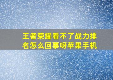 王者荣耀看不了战力排名怎么回事呀苹果手机