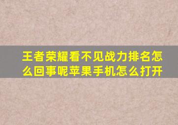 王者荣耀看不见战力排名怎么回事呢苹果手机怎么打开