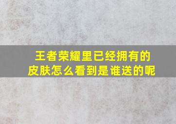 王者荣耀里已经拥有的皮肤怎么看到是谁送的呢