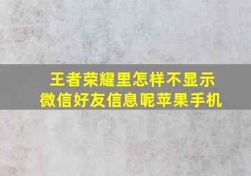 王者荣耀里怎样不显示微信好友信息呢苹果手机