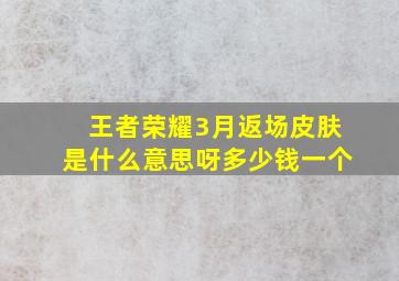 王者荣耀3月返场皮肤是什么意思呀多少钱一个