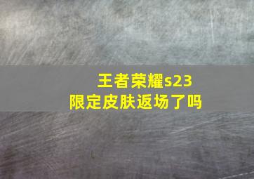 王者荣耀s23限定皮肤返场了吗