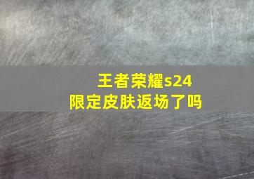 王者荣耀s24限定皮肤返场了吗