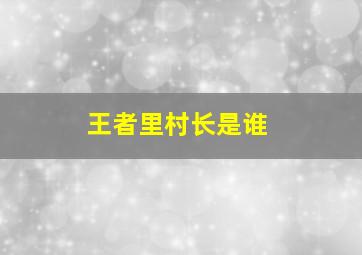 王者里村长是谁