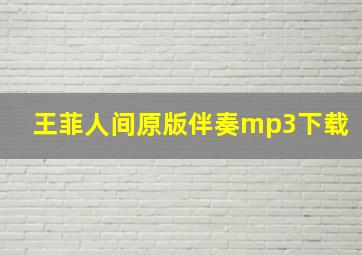 王菲人间原版伴奏mp3下载