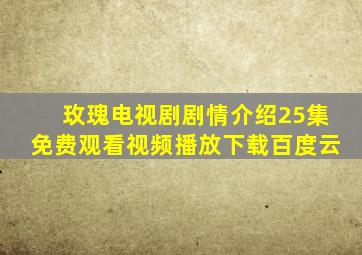 玫瑰电视剧剧情介绍25集免费观看视频播放下载百度云