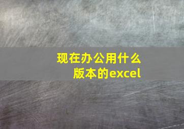 现在办公用什么版本的excel