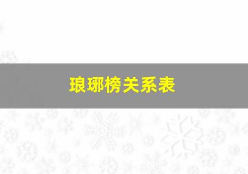 琅琊榜关系表