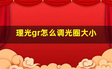 理光gr怎么调光圈大小