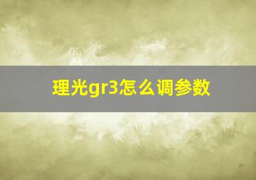 理光gr3怎么调参数