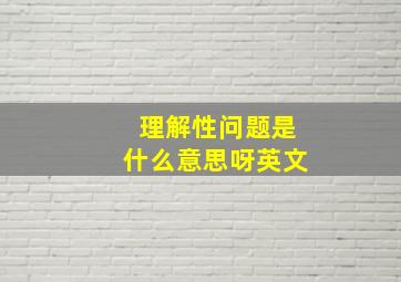 理解性问题是什么意思呀英文