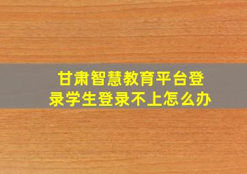 甘肃智慧教育平台登录学生登录不上怎么办