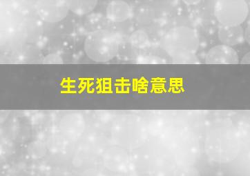 生死狙击啥意思