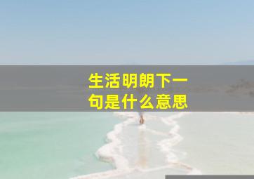 生活明朗下一句是什么意思