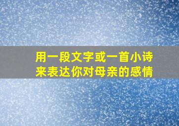 用一段文字或一首小诗来表达你对母亲的感情