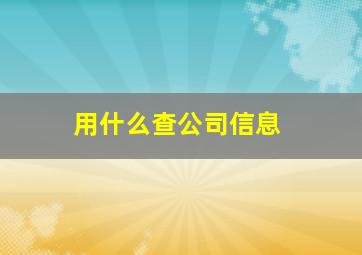 用什么查公司信息