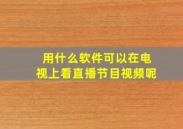 用什么软件可以在电视上看直播节目视频呢