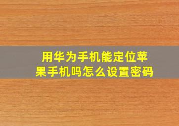 用华为手机能定位苹果手机吗怎么设置密码